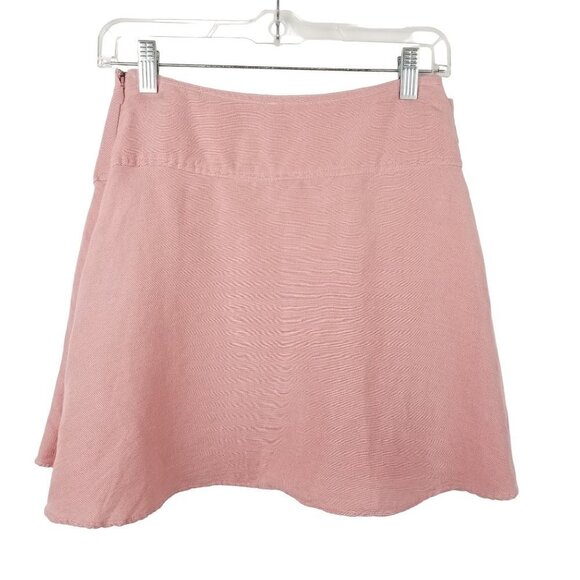 FREE People 0 Pink Higher Ground Linen Blend Flare Mini Skirt - Picture 3 of 11